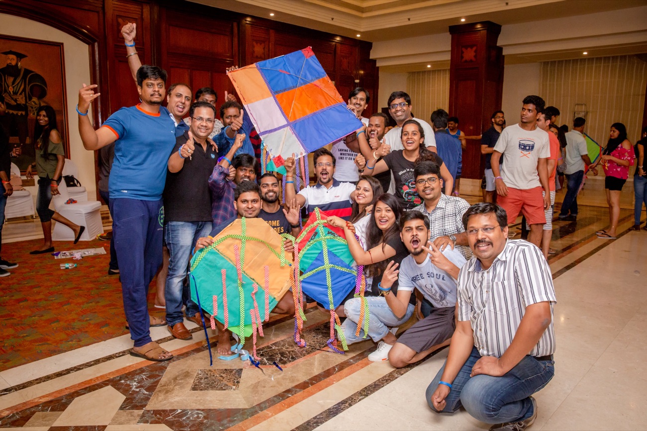 Team kite-building activity